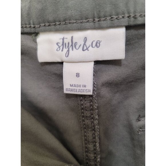 Style & Co Mid Rise Roll Cuff Shorts Size 8 Olive Green Cotton Blend - Picture 10 of 12